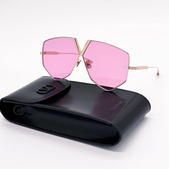 NEW VALENTINO V-HEXAGON VLS-115C WOMEN PINK TITANIUM SUNGLASSES VALENTINO - Picture 3 of 12